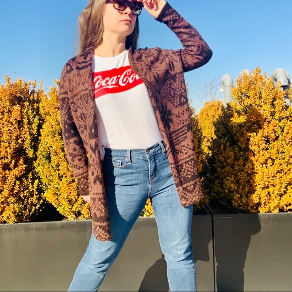 Gerry Weber Edition Ditsy Duster Wool Northern Pattern Long Coat Cardigan - Picture 8 of 15